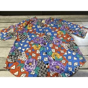 Vintage Golden Wings Floral Shoulder Pad Blouse Women’s Size 20w 2XL